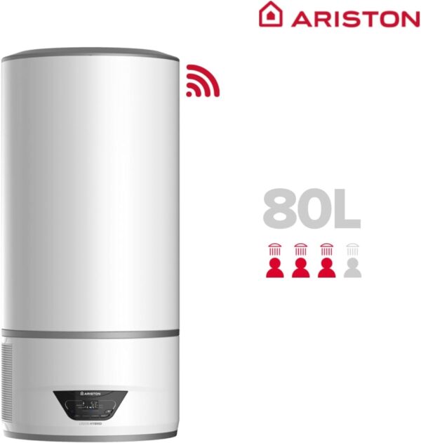 Ariston Lydos Hybrid Wifi - Termo Eléctrico 80 Litros Bajo Consumo con Bomba de Calor, Calentador de Agua Eléctrico Vertical 46,5x46,5x100,9cm Fabricado para Instalación en España [Clase de eficiencia energética A] - Imagen 4