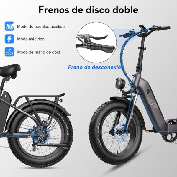 Fafrees [Oficial] Bicicleta eléctrica FF20 Polar, Bicicleta Eléctrica Plegable de 20 ", Batería Extraíble de 48V/20,8 Ah, 7 Velos, Ebike para Adultos, Alcance de 150KM - Imagen 2