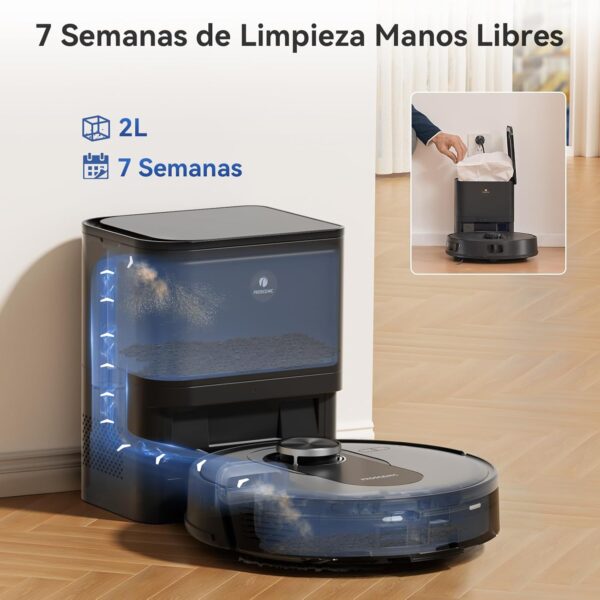 Proscenic Q8 MAX Robot Aspirador 4200 Pa, Navegación LiDAR, Autovaciado de Polvo, Autonomía 200 Min, Ideal para Hogares Grandes y con Mascotas, Control por Amazon Alexa, Google Home, Siri, IFTTT - Imagen 3