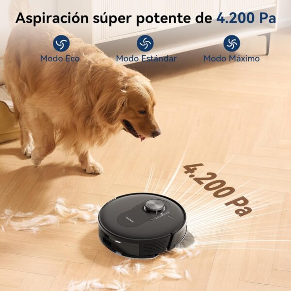 Proscenic Q8 MAX Robot Aspirador 4200 Pa, Navegación LiDAR, Autovaciado de Polvo, Autonomía 200 Min, Ideal para Hogares Grandes y con Mascotas, Control por Amazon Alexa, Google Home, Siri, IFTTT - Imagen 5