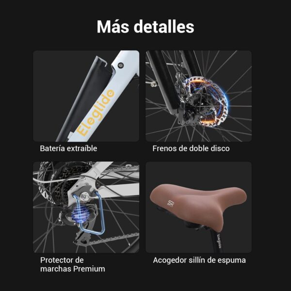 Eleglide Bicicleta Eléctrica T1 Step-Thru, Bici Eléctric de Trekking con Batería de 13Ah, Bicicleta Eléctrica de 27,5", Caja de Cambios 7, con Cremallera Trasera, Motor Par de 50 NM - Imagen 5