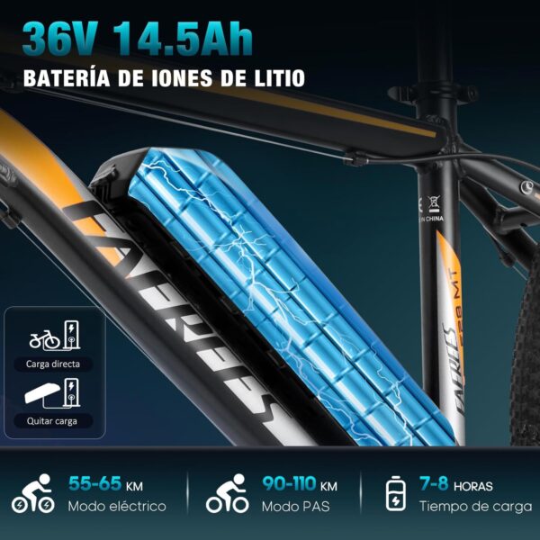 Fafrees F28 MT Bicicleta Eléctrica, 250W Bicicleta Eléctrica Montaña, 27.5" Bicicleta Eléctrica Urbana, 14.5Ah/522Wh Batería, 25KM/H, Alcance 50-90KM - Imagen 4