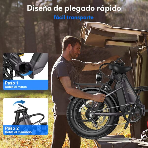 Fafrees [Oficial] Bicicleta eléctrica FF20 Polar, Bicicleta Eléctrica Plegable de 20 ", Batería Extraíble de 48V/20,8 Ah, 7 Velos, Ebike para Adultos, Alcance de 150KM - Imagen 6