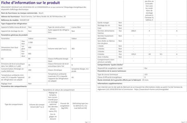 Bosch KGN397LDF Serie 4 - Frigorífico congelador (203 x 60 cm, 260 L + 103 L, frescor más largo, no se descongela, refrigeración más rápida [Clase de eficiencia energética D] - Imagen 6