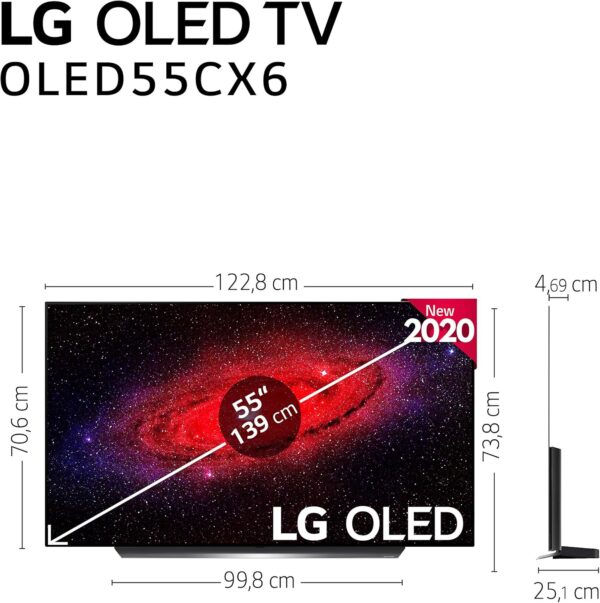 LG OLED55CX6LA - Smart TV 4K UHD OLED 139 cm (55") con Inteligencia Artificial, Procesador Inteligente α9 Gen3, Deep Learning, 100% HDR, Dolby Vision/ATMOS, 4xHDMI 2.1, 3xUSB 2.0, Bluetooth 5.0, WiFi [Clase de eficiencia energética G] - Imagen 5